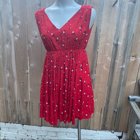 Madewell Magnolia XS Tie-back Floral Summer Dress Red - Picture 11 of 15